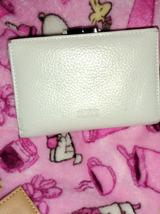 Cream Leather Women's Wallet with Silver Logo Accent - Picture 2 of 5